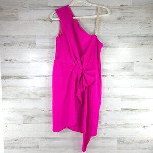 BCBGeneration ONE SHOULDER HOT PINK COCKTAIL DRESS WOMEN'S SIZE 12 LINED *FLAW*